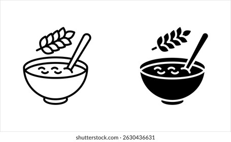 Cereal meal line icons set. warm healthy wheat food. Pictogram for oatmeal breakfast porridge. vector illustration on white background