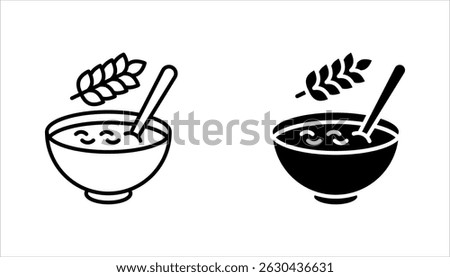 Cereal meal line icons set. warm healthy wheat food. Pictogram for oatmeal breakfast porridge. vector illustration on white background
