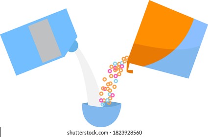 Cereal with milk, illustration, vector on white background