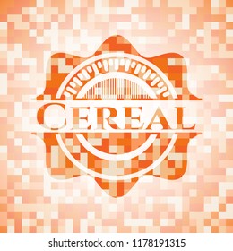 Cereal orange tile background illustration. Square geometric mosaic seamless pattern with emblem inside.