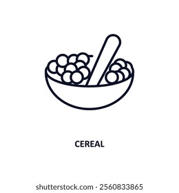 cereal outline icon.  Thin line icon from fast food collection. Editable vector isolated on white background