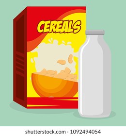 cereal packing box with milk bottle