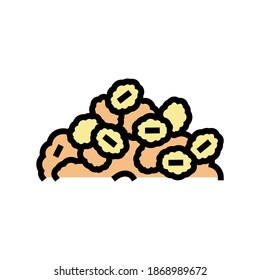 Müsli-Haufen-Farbsymbol Vektorgrafik. Getreidepfahl-Schild. einzelne Symbolillustration
