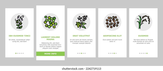 cereal plant healthy food onboarding mobile vector. breakfast bowl, milk corn, wheat grain, snack morning, organic meal, sweet cereal plant healthy food Illustration