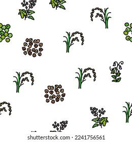 cereal plant healthy food vector seamless pattern thin line illustration