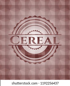 Cereal red emblem with geometric pattern. Seamless.