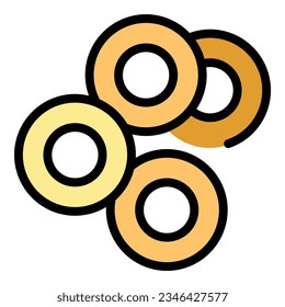 Cereal rings icon outline vector. Milk breakfast. Corn box color flat