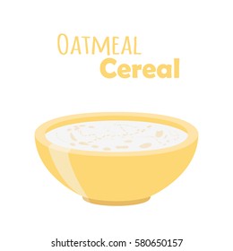 Cereal rings, oatmeal breakfast with milk, organic muesli. Flat vector style.