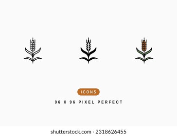Cereal Rye Icon. Wheatears Grass Farm Symbol Stock Illustration. Vector Line Icons For UI Web Design And Presentation