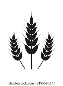 Cereal spikelets silhouette symbol. Three ears of wheat illustration.