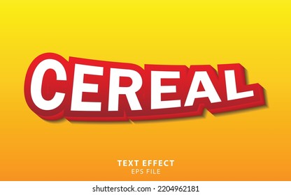 Cereal Text Effect Template With Bold Font Concept Use For Food, Brand Label, Headline And Logo. Vector Illustration