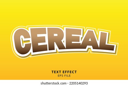 Cereal Text Effect Template With Bold Font Concept Use For Food, Brand Label, Headline And Logo. Vector Illustration