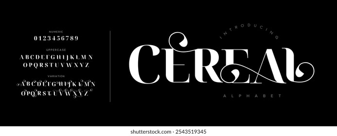 Tipografia de cereais beleza moda elegante minimalista serif italic fontes decorativo casamento vintage retro logos. Logotipo de fonte de luxo mínimo alfabeto. Ilustração vetorial