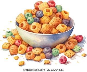 Cereal Watercolor illustration. Hand drawn underwater element design. Artistic vector marine design element. Illustration for greeting cards, printing and other design projects.