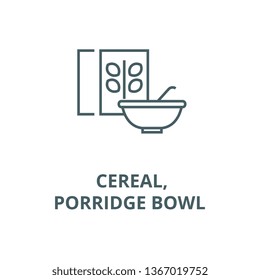 Cereal,porridge bowl and box line icon, vector. Cereal,porridge bowl and box outline sign, concept symbol, flat illustration