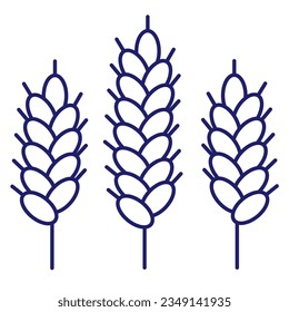 Cereals doodle illustration icon pearl millet, agriculture, wheat, barley, rice, maize, timothy grass, buckwheat, proso, sorghum.Thin line art about grain plants.Editable Stroke.Wheat ear icon line.