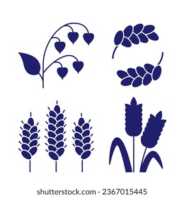 Dibujo de caramelos de cereales, mijo de perlas, agricultura, trigo, cebada, arroz, maíz, hierba timosa, trigo sarraceno, proso, sorgo.Arte de línea delgada sobre plantas de grano.Stroke editable.Línea icono de oído de trigo. 4.º CONFIGURACIÓN