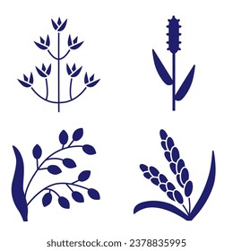 Cereals doodle illustration icon pearl millet, agriculture, wheat, barley, rice, maize, timothy grass, buckwheat, proso, sorghum.Thin line art about grain plants.Editable Stroke.Wheat ear icon lineSET