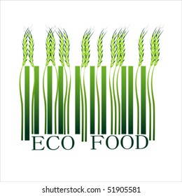 Cereals and eco food bar code, vector