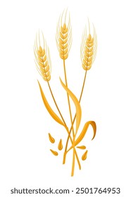 Cereals or grain plant icon. Isolated agriculture, wheat, farm crop harvest. Ripe agricultural plant vector illustration