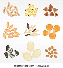 Cereals grains icon set / Solid fill set in EPS 8 format