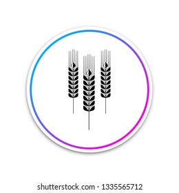 Cereals icon set with rice, wheat, corn, oats, rye, barley sign isolated on white background. Ears of wheat bread symbols. Agriculture wheat symbol. Circle white button. Vector Illustration