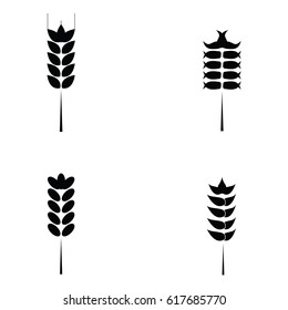 Cereals icon set with rice, wheat.