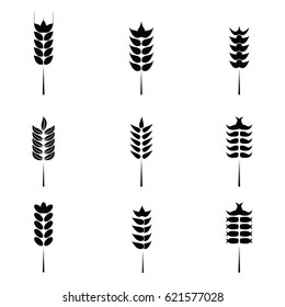 Cereals icon set with rice, wheat.