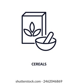 cereals outline icon. Thin line icon from agriculture farming and gardening collection. Editable vector isolated on white background