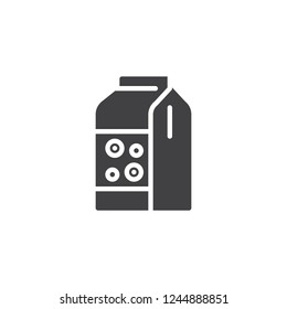 Cereals package vector icon. filled flat sign for mobile concept and web design. Flakes paper bag simple solid icon. Symbol, logo illustration. Pixel perfect vector graphics