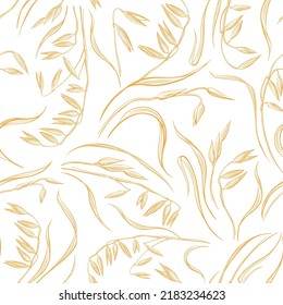 Cereals seamless pattern. Vector sketch, vintage golden seeds. Texture graphic hand drawn print on white background. Organic farm product