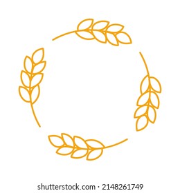 Cereals spikelets of grain round frame. Natural organic icon. Editable outline stroke size.