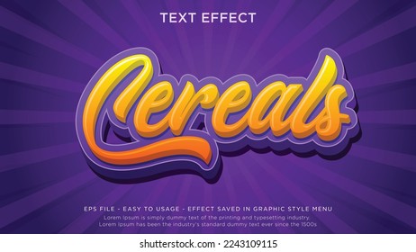 Cereals text effect with 3d style