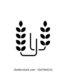 Cereals or wheat icon template in black flat design on white background, Wheat Agriculture symbol vector sign isolated on white background illustration for graphic and web design