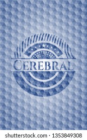Cerebral blue emblem with geometric pattern.