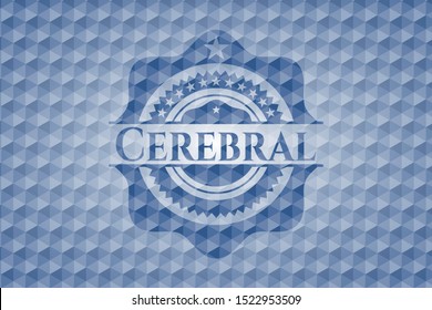 Cerebral blue emblem with geometric pattern. Vector Illustration. Detailed.