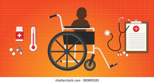 cerebral palsy concept baby kid sit in wheelchair vector