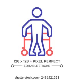 Cerebral palsy two color line icon. Physical disability. Lifelong medical condition. Special needs bicolor outline symbol. Duotone linear pictogram. Isolated illustration. Editable stroke