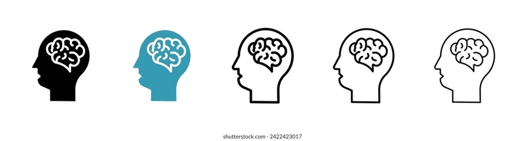 Cerebral Representation Vector Icon Set. Brain Anatomy Vector Symbol for UI Design.