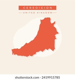 Ceredigion (United Kingdom, Wales, Cymru, Principal areas of Wales) map vector illustration, scribble sketch Cardiganshire map