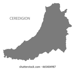 Ceredigion Wales Map grey