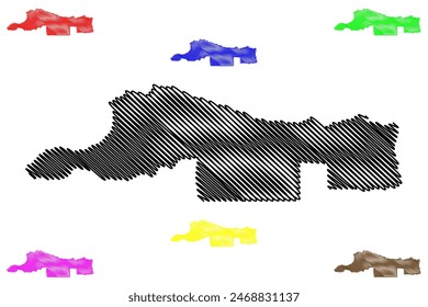 Cerejeiras municipality (State of Rondônia or Rondonia, RO, Municipalities of Brazil, Federative Republic of Brazil) map vector illustration, scribble sketch Cerejeiras map