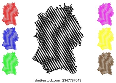 Ceremonial county Wiltshire or Wilts (United Kingdom of Great Britain and Northern Ireland, England) map vector illustration, scribble sketch map