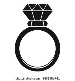 Ceremonial diamond ring icon. Simple illustration of ceremonial diamond ring vector icon for web design isolated on white background