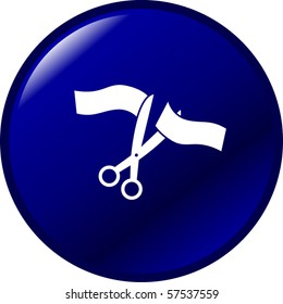 ceremonial scissors and ribbon button