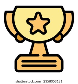 Ceremony award icon outline vector. Win sport. Trophy cup color flat