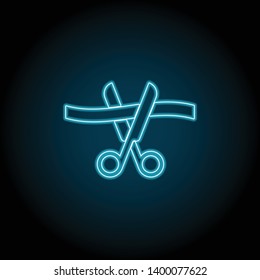 ceremony, cutting neon icon. Simple thin line, outline vector of Business global icons for UI and UX, website or mobile application on dark blue gradient background