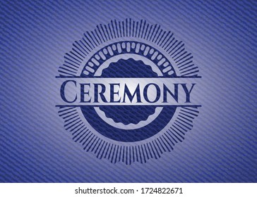 Ceremony emblem with jean texture. Vector Illustration. Detailed. 