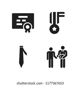 ceremony icon. 4 ceremony vector icons set. medal, black tie and certificate icons for web and design about ceremony theme