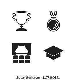 ceremony icon. 4 ceremony vector icons set. medal, graduation cap and big trophy icons for web and design about ceremony theme
